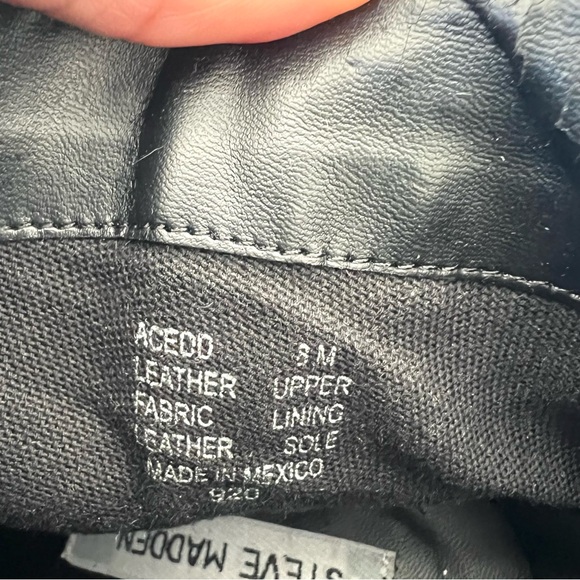 STEVE MADEN Acedd Black Leather Gunmetal Studded Distress Moto Ankle Boots Sz 8 - Picture 11 of 12
